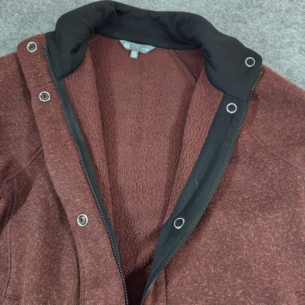 Title Nine Womens XL Burgundy Heather Fleece Lined Full Zip Sweater Coat Jacket - Picture 2 of 9